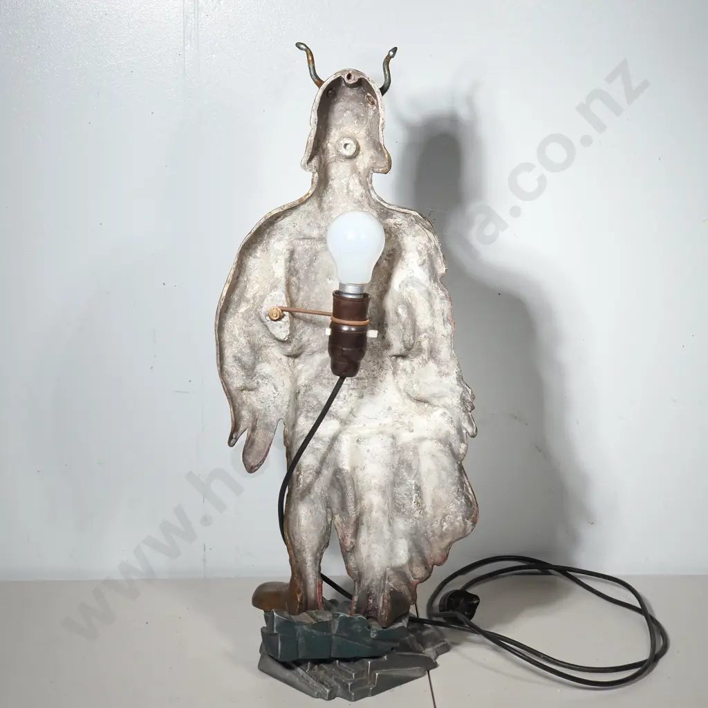 Vintage Figural Bronzed  Viking Figure Lamp, From the Premises of an Insurance Company Image 1++