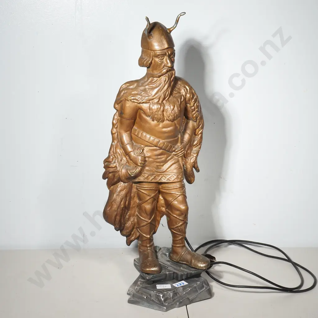Vintage Figural Bronzed  Viking Figure Lamp, From the Premises of an Insurance Company Image 1++