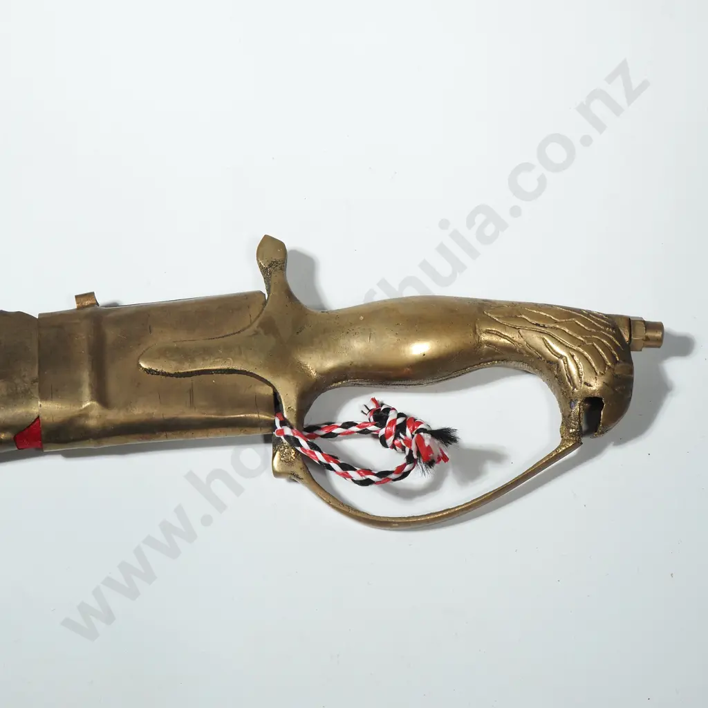 Vintage Ceremonial  Brass Lion Head Indian Sword w Red Decorative Scabbard Image 1++