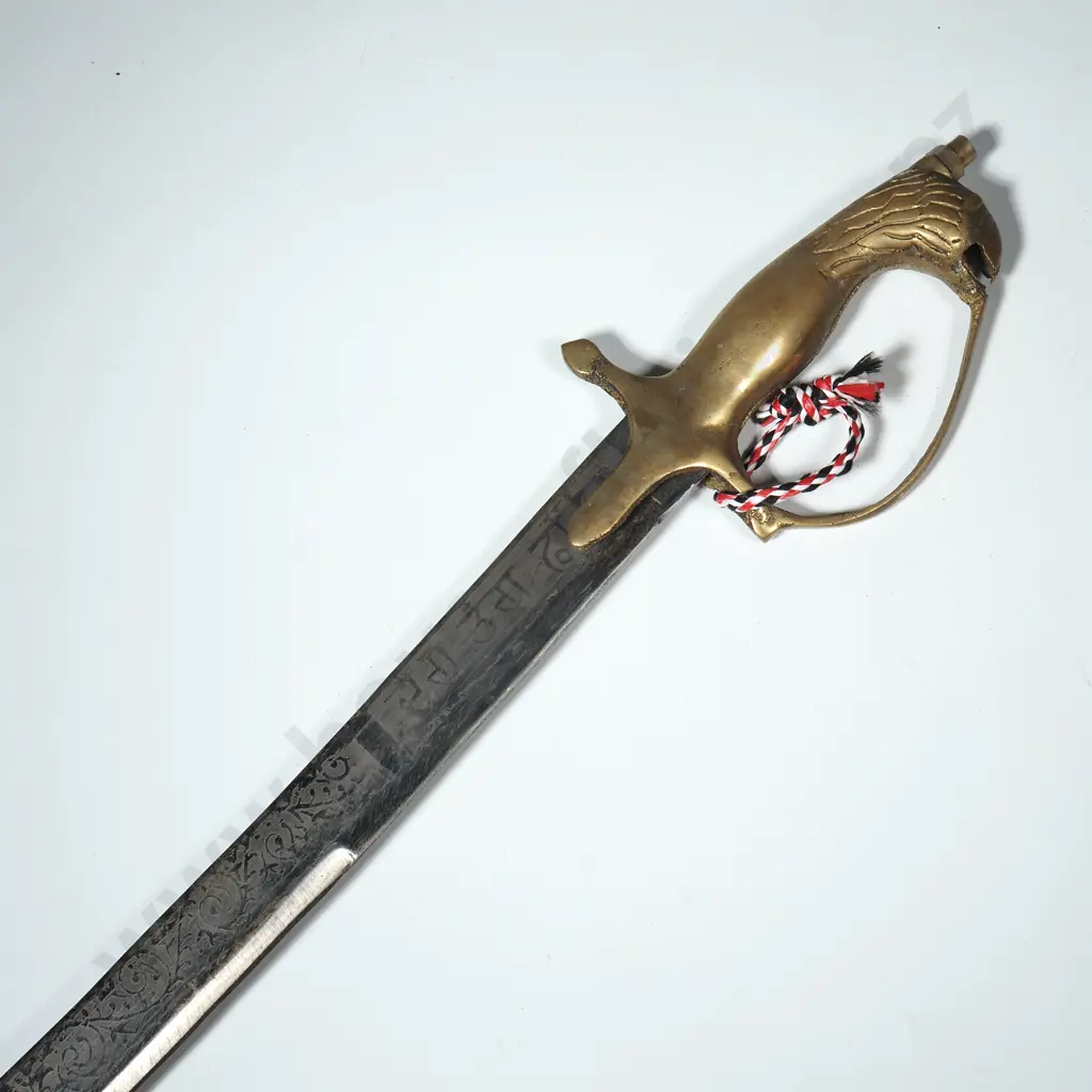 Vintage Ceremonial  Brass Lion Head Indian Sword w Red Decorative Scabbard Image 1++