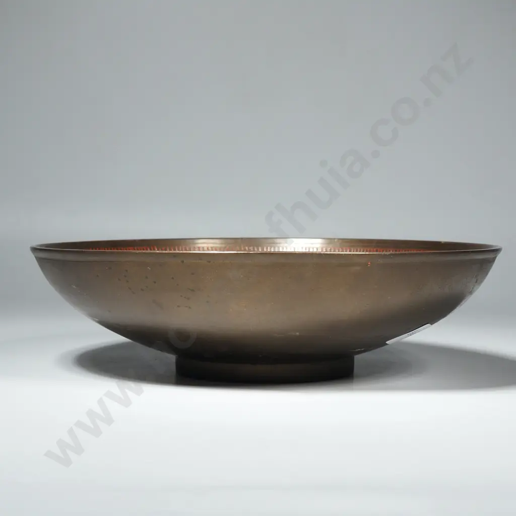 Vintage Enamel Indian Brass Bowl w Floral Decoration Image 1++