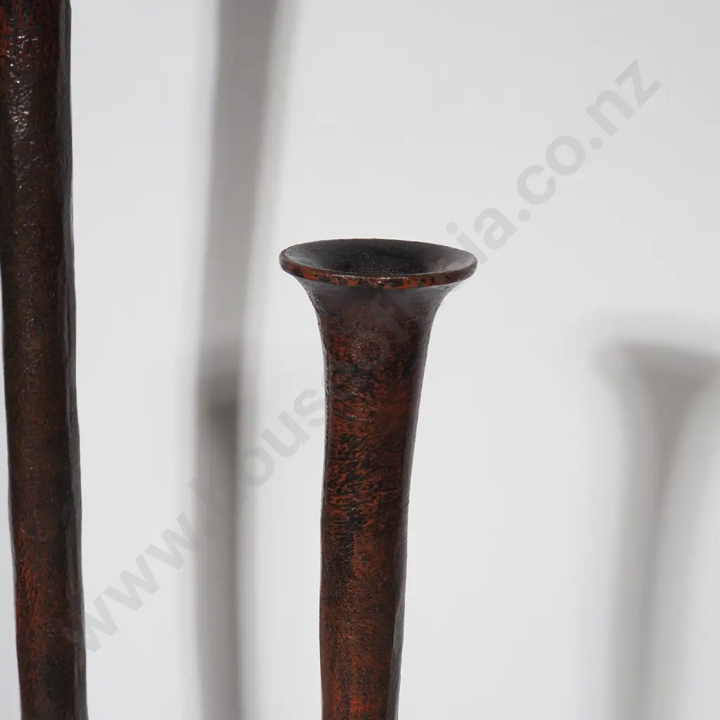 Two Forged Organic Style Candlesticks in Dark Bronze Finish Image 1++