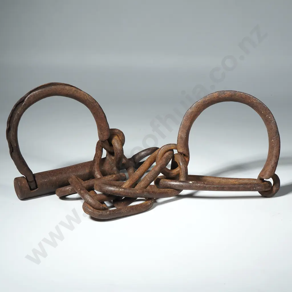 Antique Wrought Iron Semicircular Manacles Or Leg Irons Image 1++