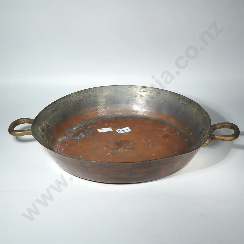 Large Vintage Copper Pan w Brass Handles  Image 1++