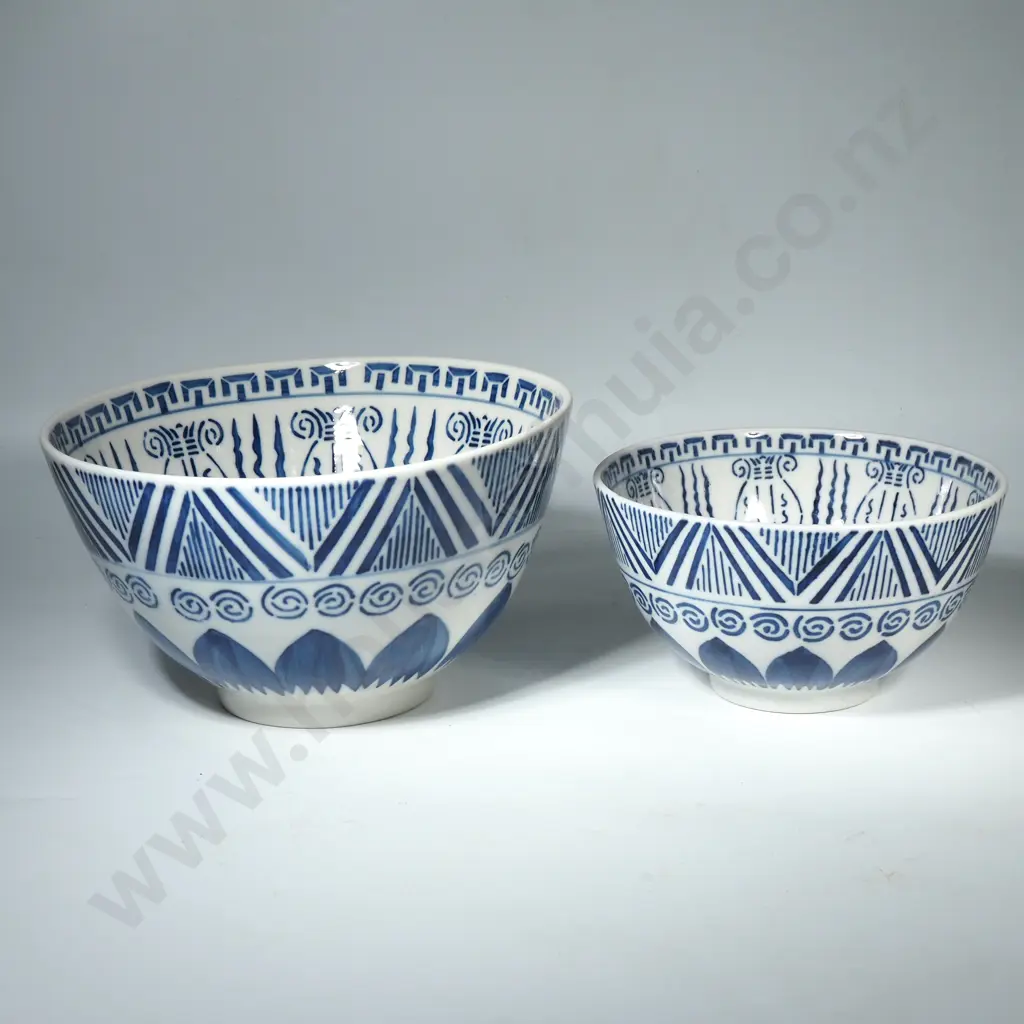 Two Stunning Blue & White Patterned Serving Bowls Image 1++