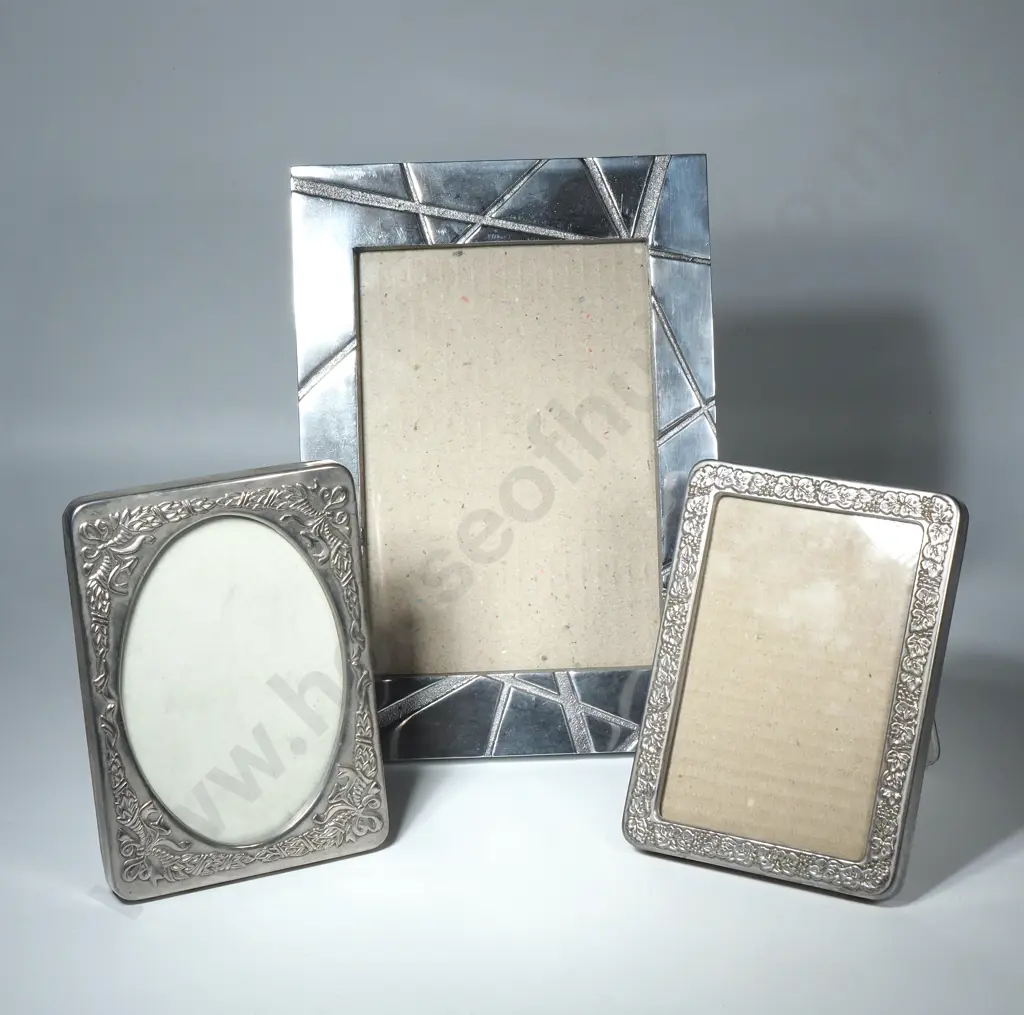 Three Silver Tone Metal Photo Frames Image 1++