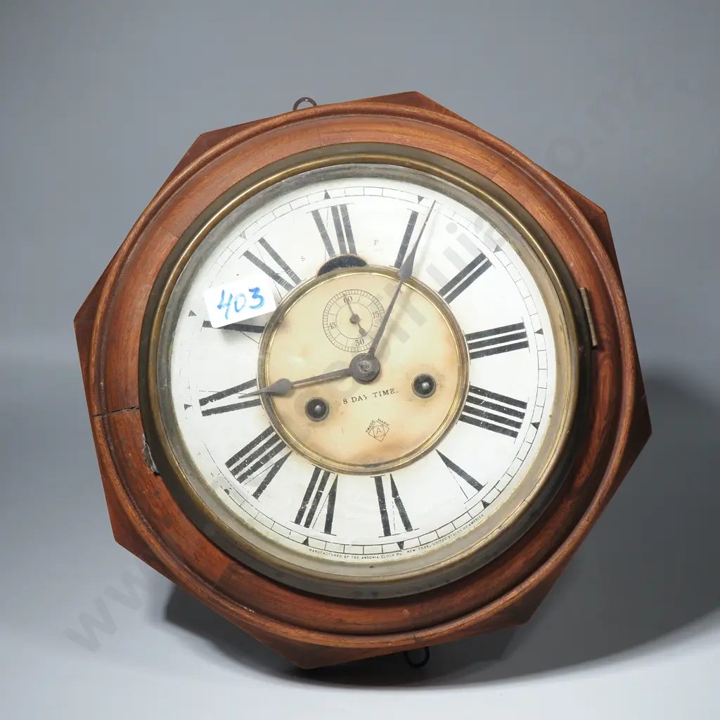 Antique Octagonal Frame Ansonia 8 Day Lever Wall Lever Clock Image 1++