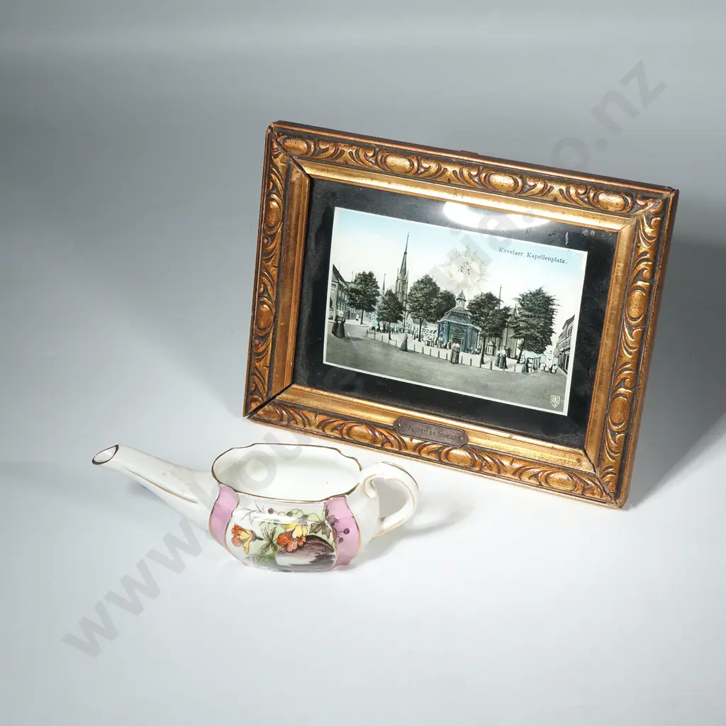 Kevelaer, Chapel Square w Chapel & Promenade Framed Souvenir Scene In A Convex Frame & A Vintage Feeder Image 1++