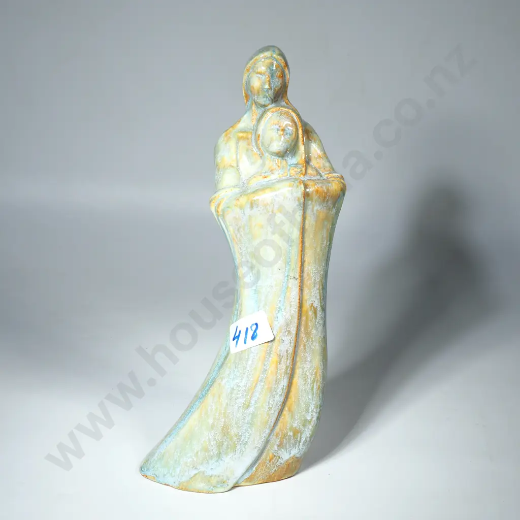 Glazed Ceramic Abstract Figure Likely Depicting Parent & Child Image 1++