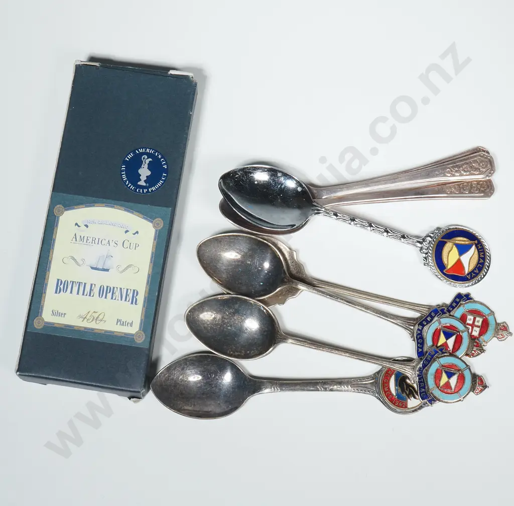 America's Cup Bottle Opener in Box & Eight Teaspoons Image 1++