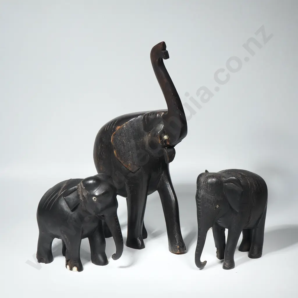 Three Ebony Elephants Image 1++