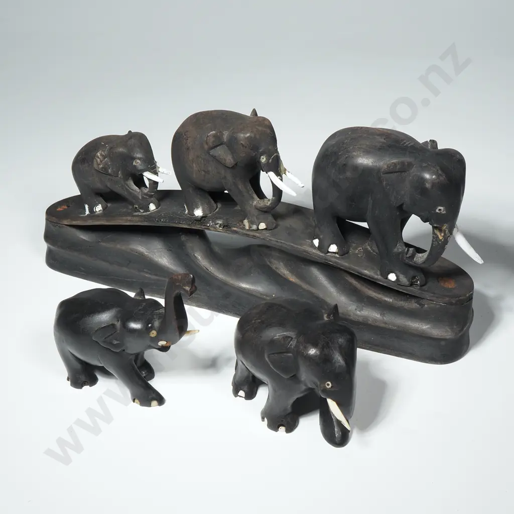 Bridge of Ebony Elephants & Two Small Ebony Elephants Image 1++