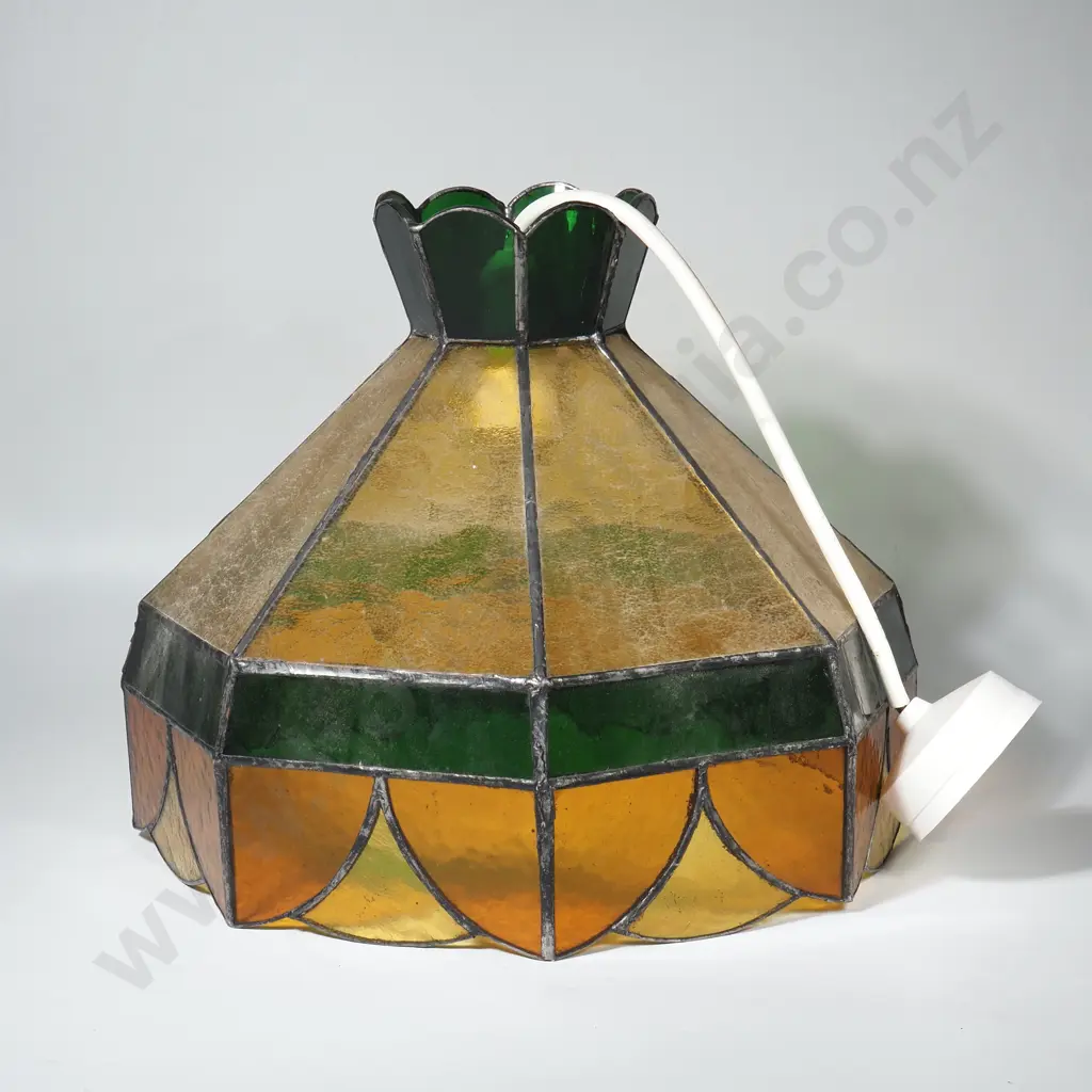 Vintage Stained Glass Hanging Swag Lamp  #1 Image 1++