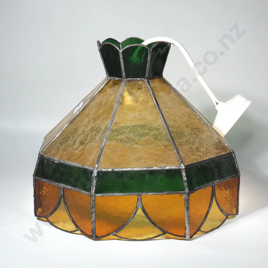 Vintage Stained Glass Hanging Swag Lamp #2 Image 1++