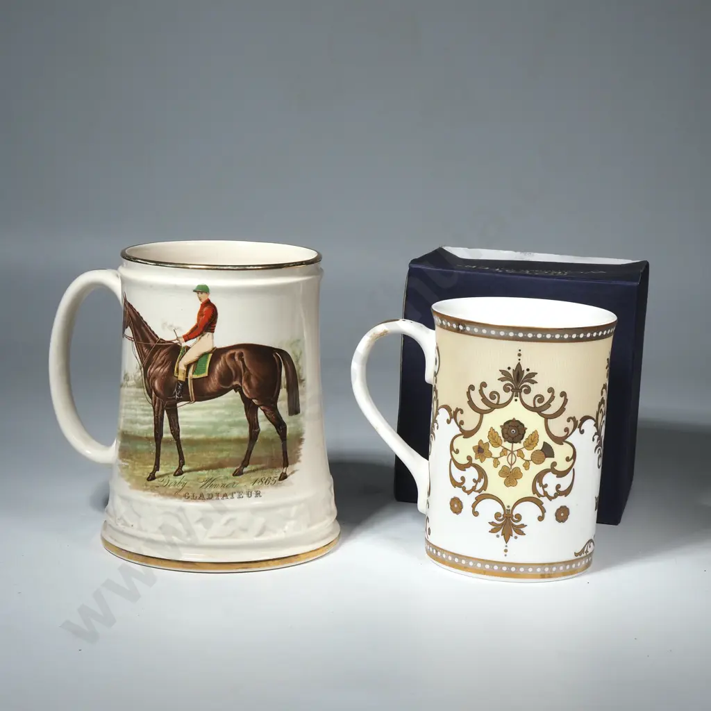 Sandland Ware Mug Depicting 'Gladiateur, Derby Winner 1861 & Royal Worcester Coffee Mug Image 1++