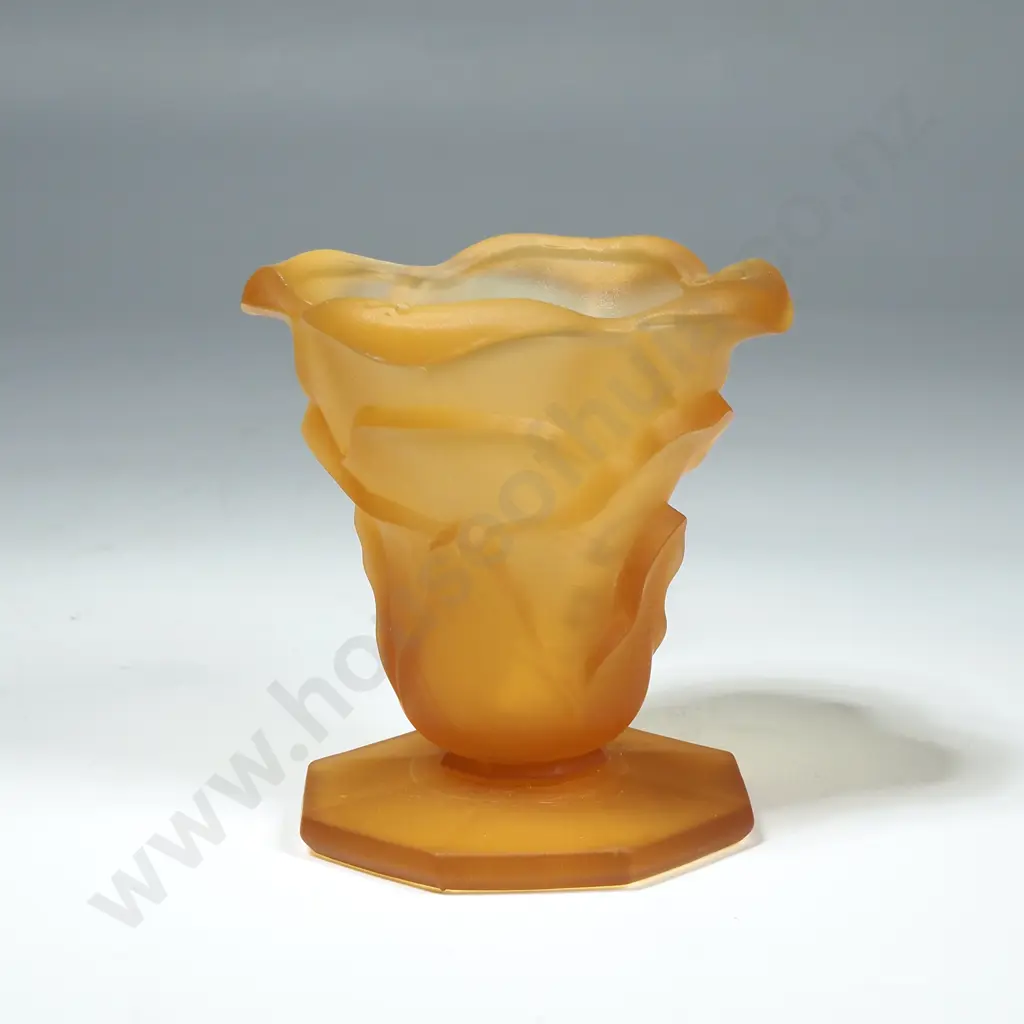 Small Amber Depression Glass Vase Image 1++