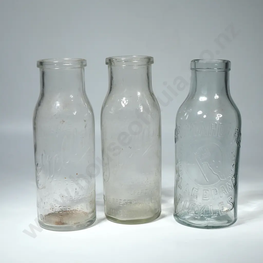 Haywards Flag Brand Pickle Jar & Two Stella Preserves Clear Glass Jars Image 1++