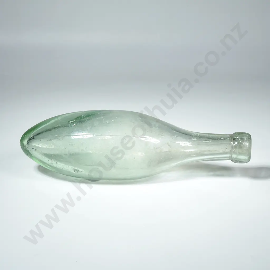 Antique Green Torpedo Glass Bottle Image 1++