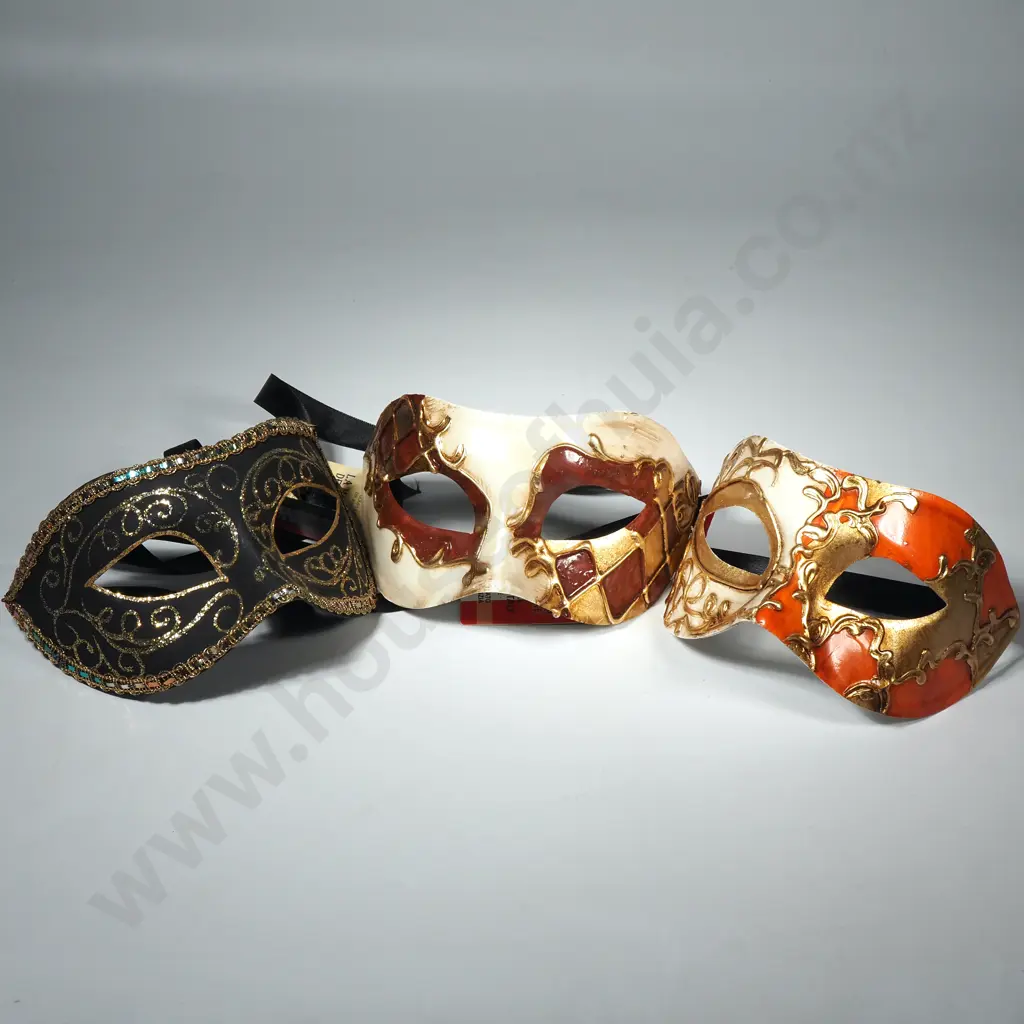 Three Hand Painted Venetian Face/Masquerade Masks Image 1++