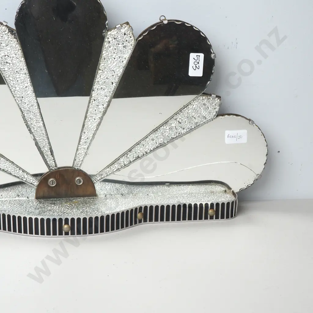 A Starburst Art Deco Mirrored Wall Shelf, Circa 1930 Image 1++