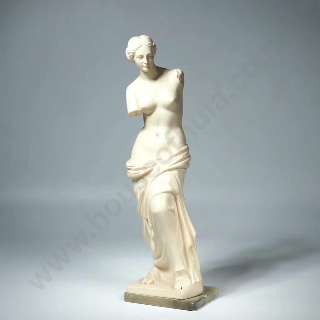 Vintage Bonded Alabaster Figure of' Venus de Milo' w Marble Base by A. Giannelli Image 1++