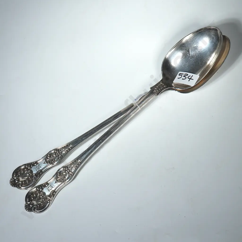 Pair of Silver Plate Basting Spoons in the Kings Pattern Image 1++