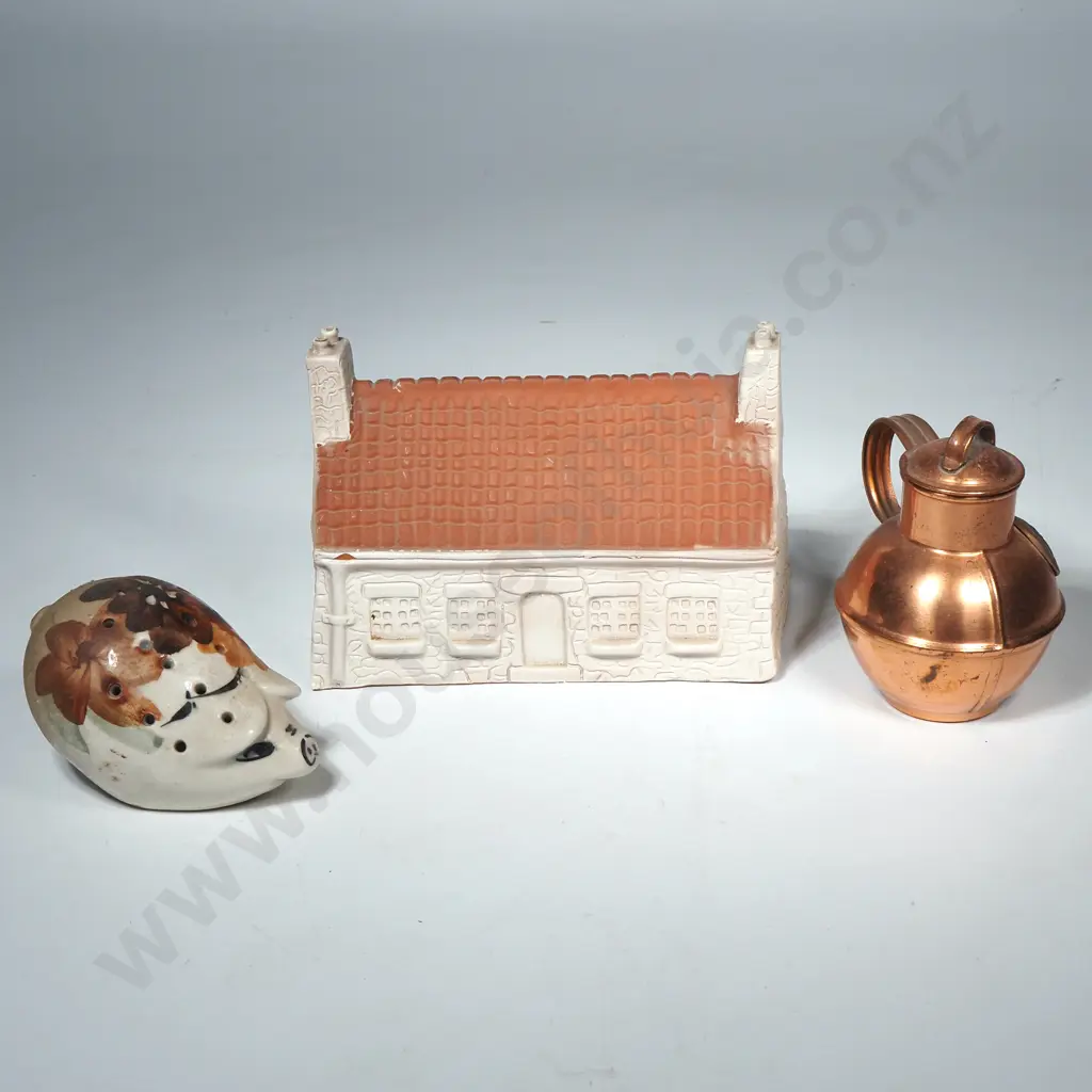 Small Copper Guernsey Milk Can, Small Model of a Guernsey Cottage & Guernsey Studio Pottery Potpourri PIg Image 1++