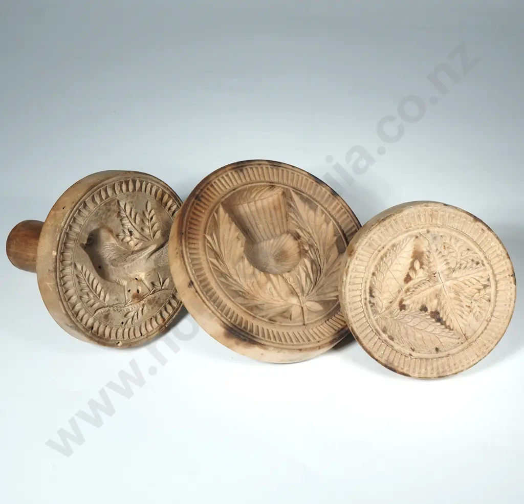 Three Butter Or Shortbread Stamps Featuring Various Patterns, Including a Thistle Image 1++