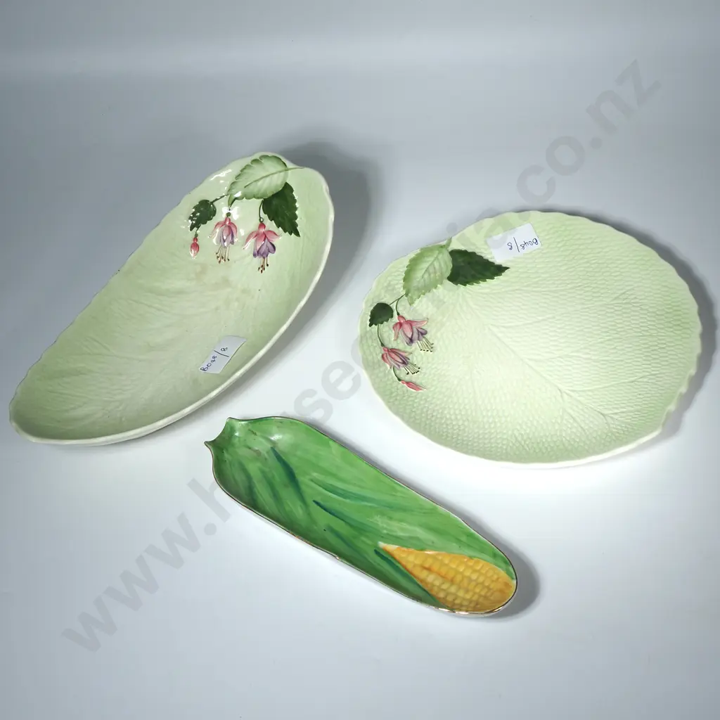 Crown Devon Fushia Ware Plate & Bowl & Vintage  Ceramic 'Ear of Corn' Dish Image 1++