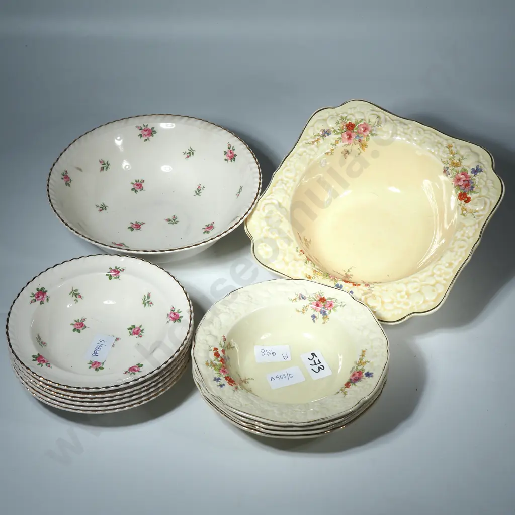 Johnson Bros. Dessert Set Comprising Six Small Bowls & A Large Bowl & Crown Ducal Dessert Set w Four Small Bowls & Large Image 1++