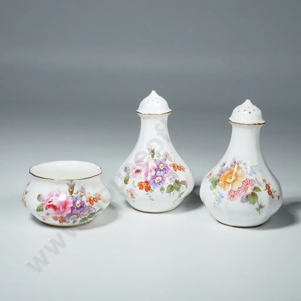 English Royal Crown Derby Cruet Set 'Derby Posies' Image 1++