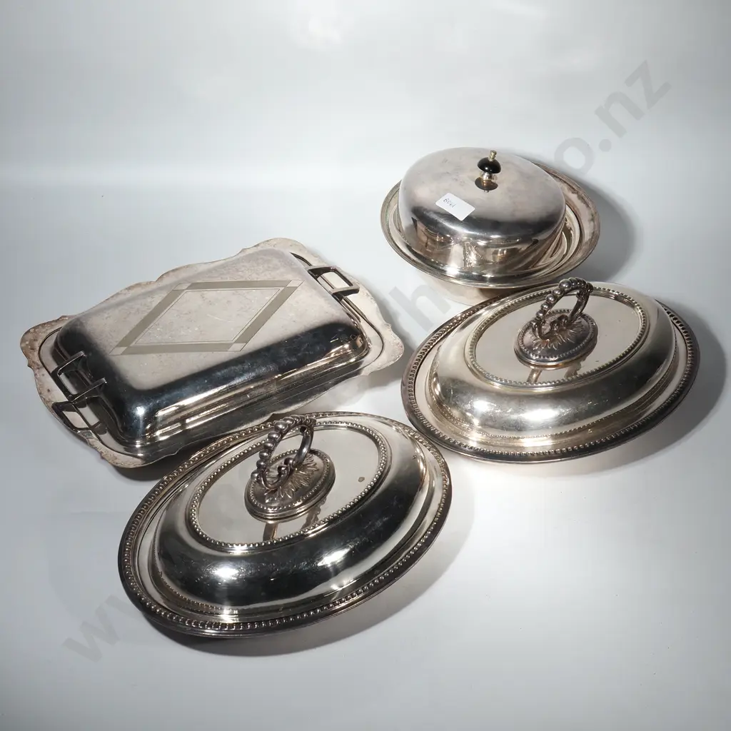 Four  Silver Plate Tureens Image 1++