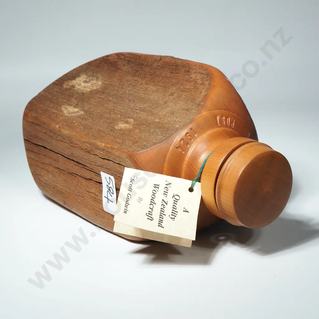 Wooden Bottle Carved from an Early New Zealand Totara Fence Post By Scott & Trish Goodwin Image 1++