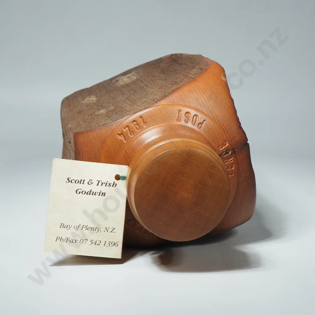 Wooden Bottle Carved from an Early New Zealand Totara Fence Post By Scott & Trish Goodwin Image 1++