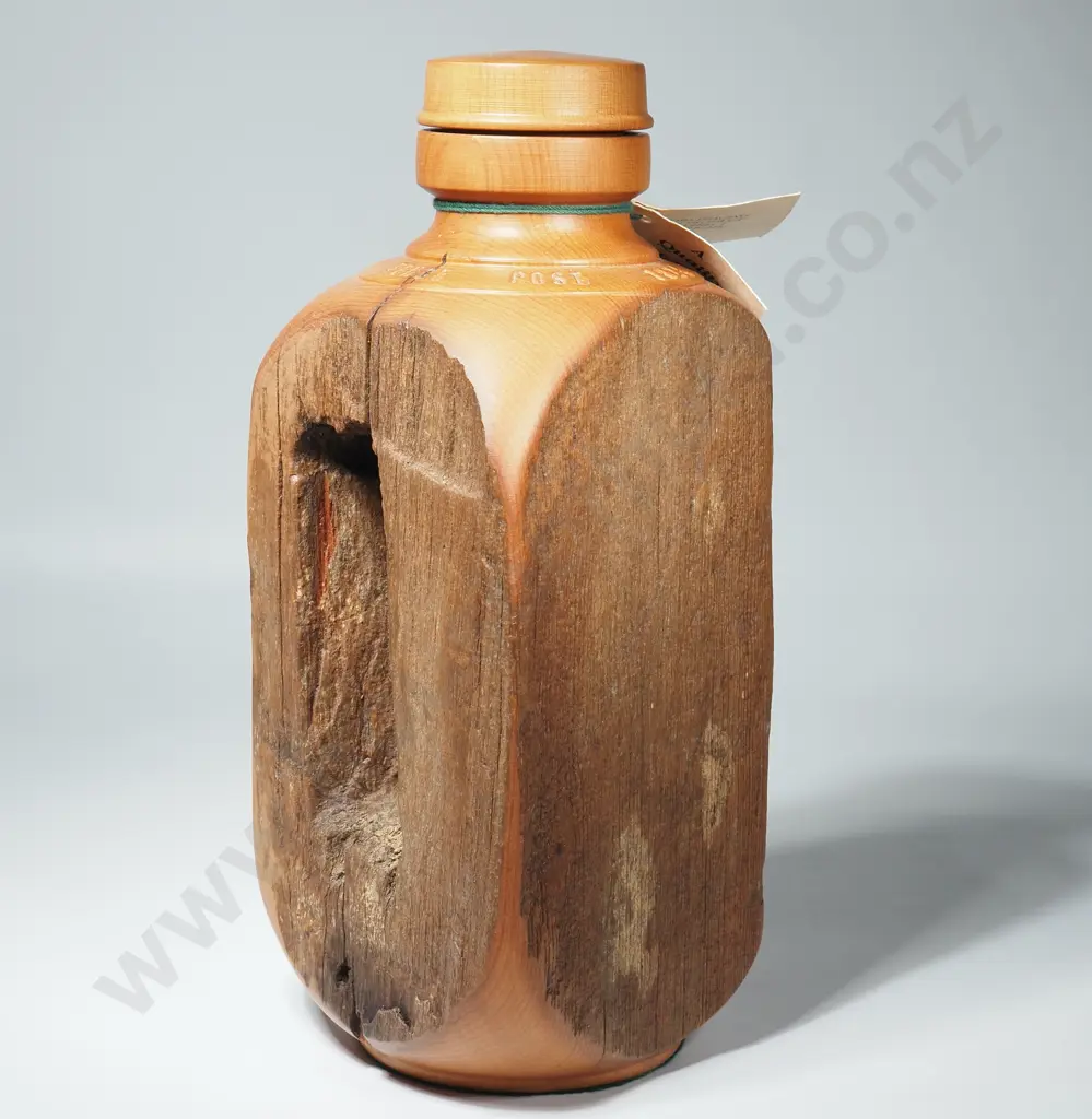 Wooden Bottle Carved from an Early New Zealand Totara Fence Post By Scott & Trish Goodwin Image 1++