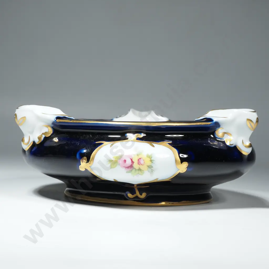 Royal Dux Ashtray w Cobalt Blue Ground, Floral Cartouches  & Gilt Highlights Image 1++