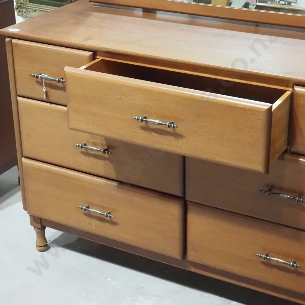 Mid Century Modern Dresser  w Metal Ball Pull Handles Image 1++