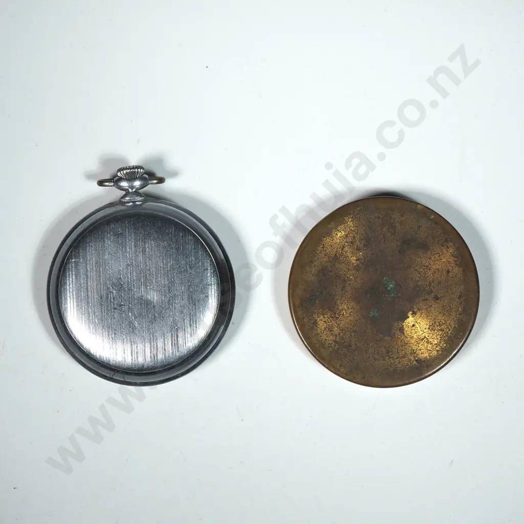 Vintage Compass & Vintage Chrome  UMF Ruhla Saturn Half Hunter Pocket Watch  Image 1++