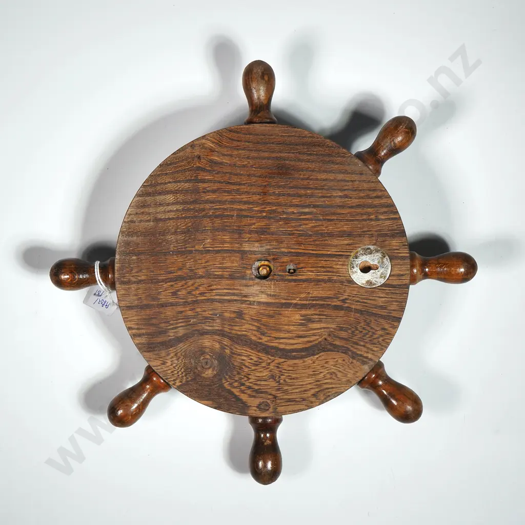 Oak Wall Barometer In The Form Of A Ships Wheel. A/F Image 1++