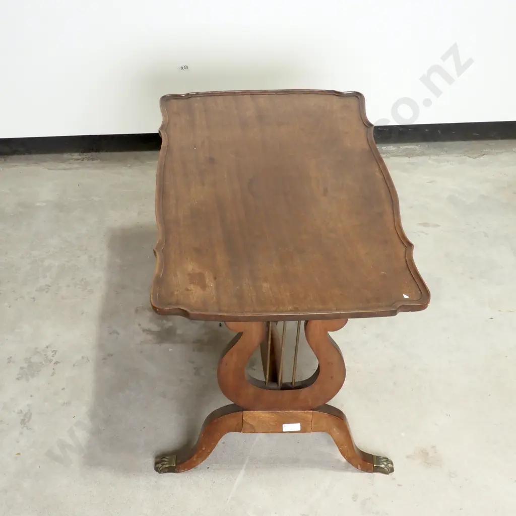 Vintage Mahogany & Oak Coffee Table w Lyre Ends Image 1++