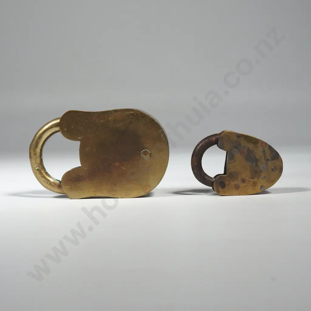 Two Brass Padlocks. One "Tumbler" Patent & A Solid Brass Padlock w A Shacklock  Image 1++