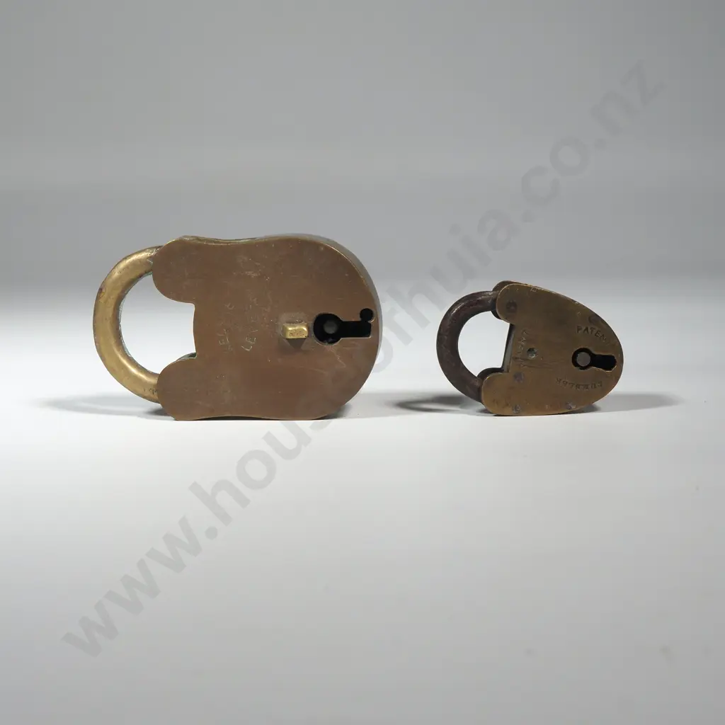 Two Brass Padlocks. One "Tumbler" Patent & A Solid Brass Padlock w A Shacklock  Image 1++