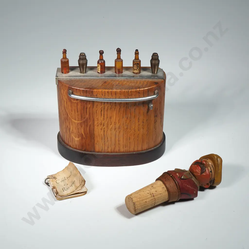Vintage Cocktail Sticks in the Form of a Bar &  a Carved Black Forest Bottle Stopper Image 1++