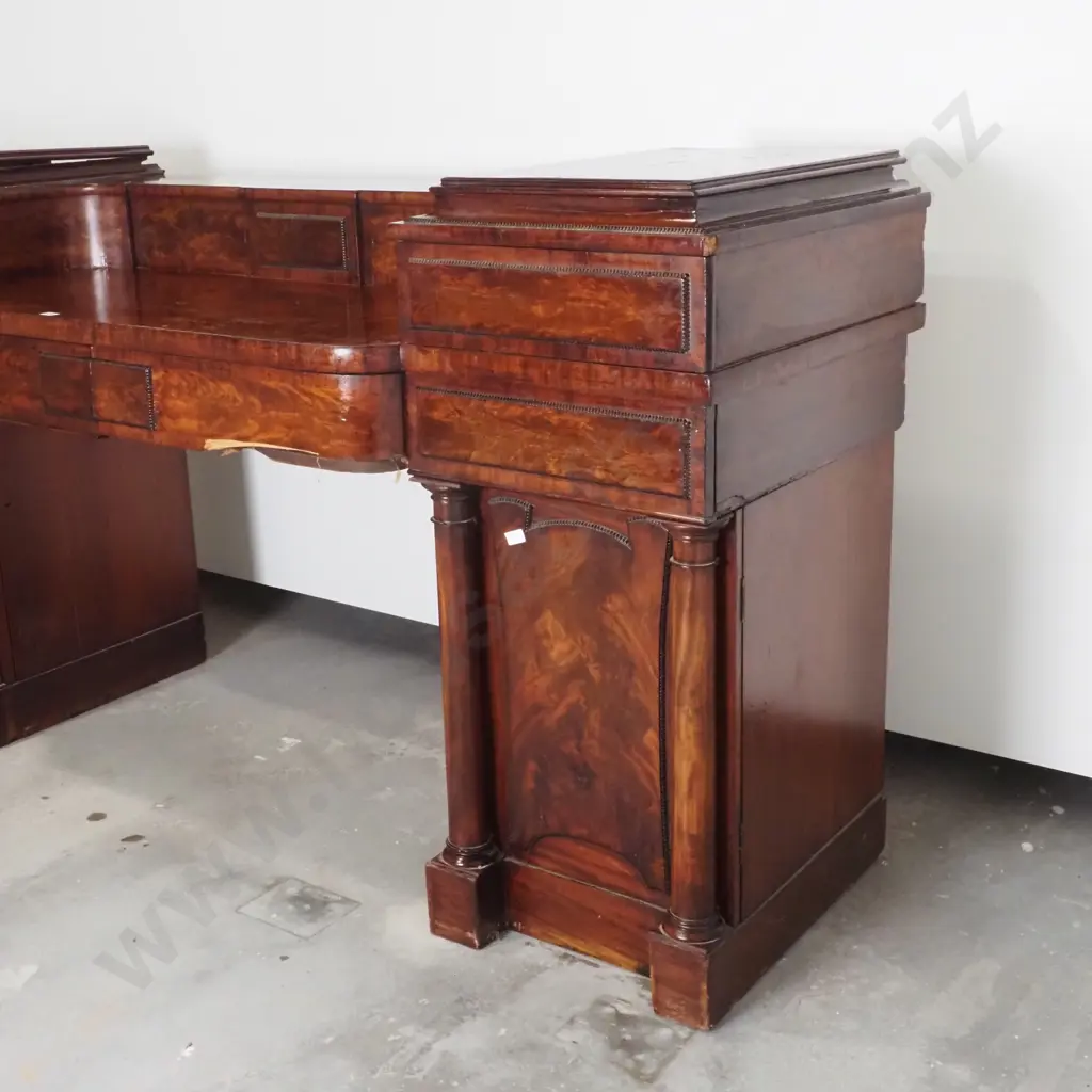 Antique Victorian Mahogany Pedestal Sideboard Image 1++