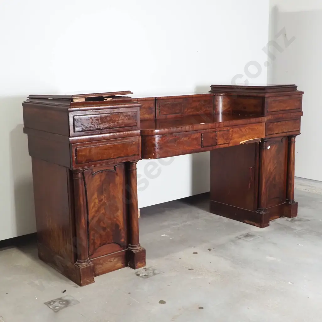 Antique Victorian Mahogany Pedestal Sideboard Image 1++