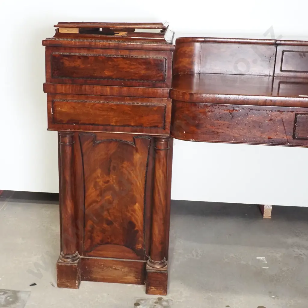 Antique Victorian Mahogany Pedestal Sideboard Image 1++