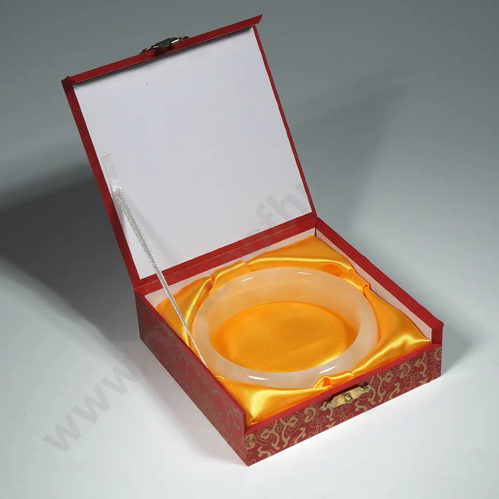 White Jade Like Or  Chaledony Bangle In Jewellery  Box Image 1++