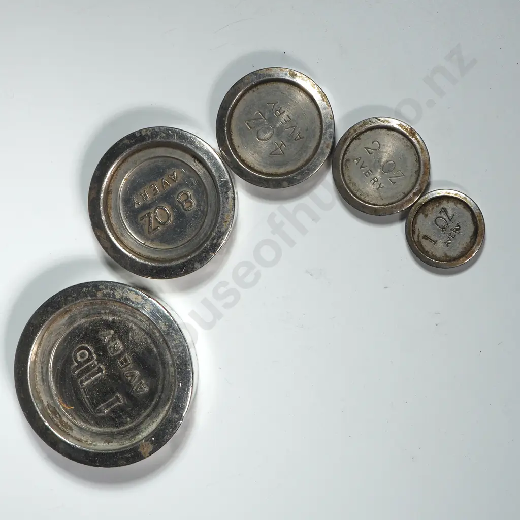 Antique Avery Chrome Plated Weights - 1oz, 2oz, 4oz,8oz & 1lb Image 1++