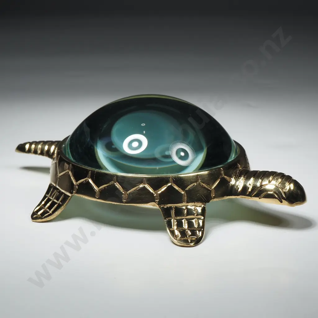 Brass & Glass Turtle Shaped Magnifying Glass Image 1++