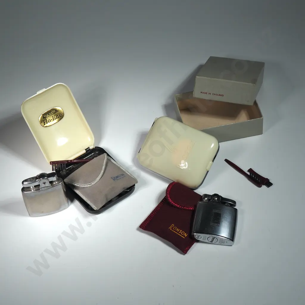 Two Vintage Ronson Lighters. Both Cased. One MIB Image 1++